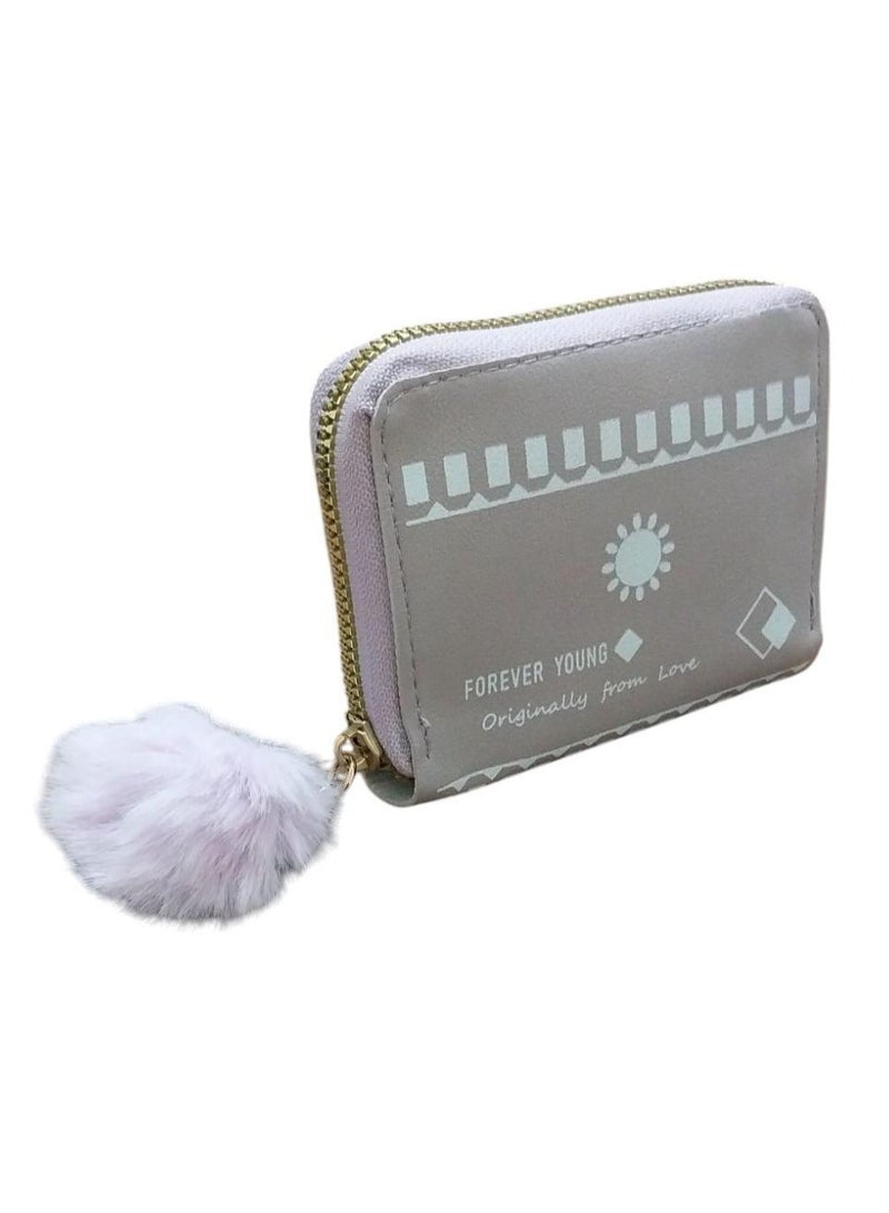 محفظة حريمي بوك بسوستة واحدة مع ميدالية فرو - Image 1