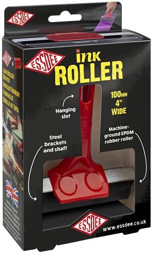ESSDEE Ink Roller 3.94 Inch - Heavy Duty EPDM 70 Shore Hard Rubber Surface Brayer - Aluminium Core - Block Printing, Scrapbooking, Laminating Industrial Processes - Image 1