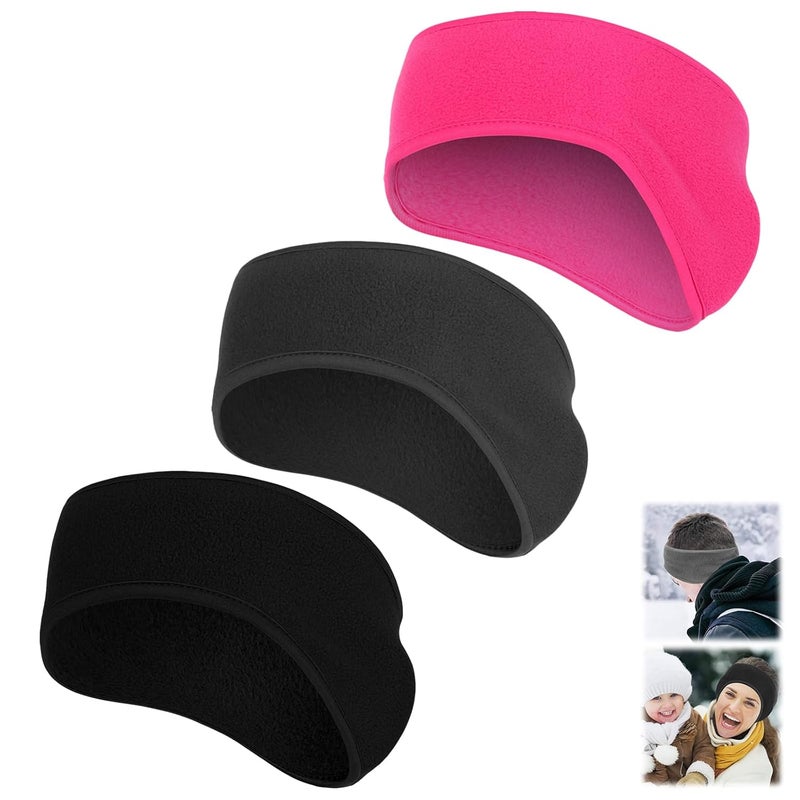 Komake Ear Warmers Headband, KOMAKE 2 Pack Earmuff Headband Fleece Earmuffs Running Headband Winter Ear Covers Moisture Wicking Sweatband Ski Sport Headband For Men & Women (Black+Gray) - Image 1