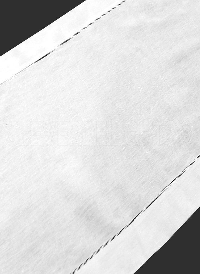 CleverDelights White Linen Hemstitch Table Runner - 16" x 120" - 100% Linen - Image 3