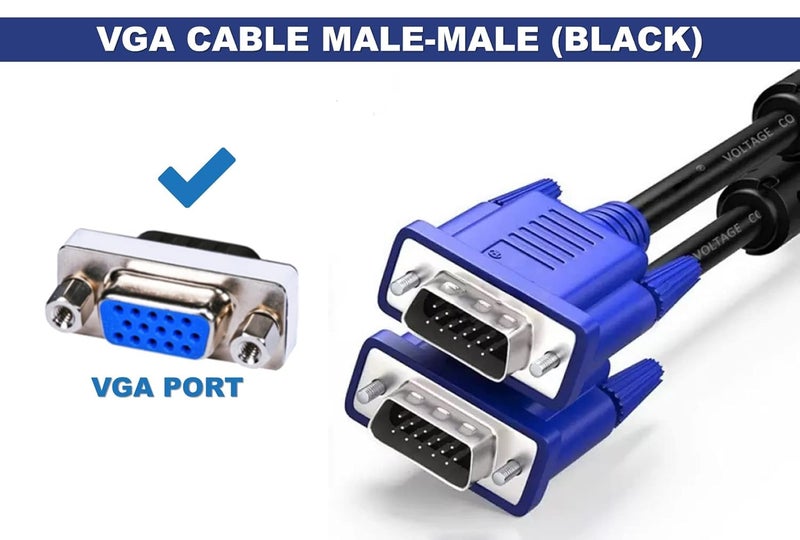 NP TECH 15Pins Male To Male VGA To VGA Cable For All Computer/Monitors/Televisions/Desktop/Laptop/Projector/LEDs/LCDs/HDTV’s/Graphics Card Series 3meter Black - Image 4