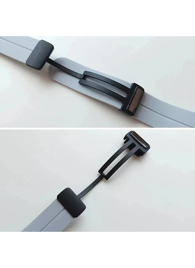 O Ozone Silicone Watch Band For CMF by Nothing Watch Pro/Watch Pro 2 Watchband Bracelet,Magnetic Folding Buckle Soft Silicone Replacement Straps for Men Women - Grey  - Image 3