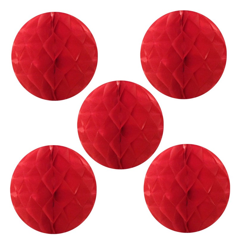 Wrapables 6" Set of 5 Tissue Honeycomb Ball Party Decorations for Weddings, Birthday Parties, Baby Showers, and Nursery Décor, Red - Image 5