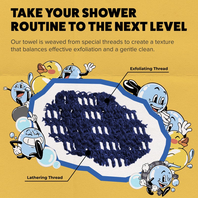 GOSHI Exfoliating Shower Towel - Rip-Resistant Exfoliating Washcloth for All Skin Types - Indigo Blue - Made in Japan - Image 5