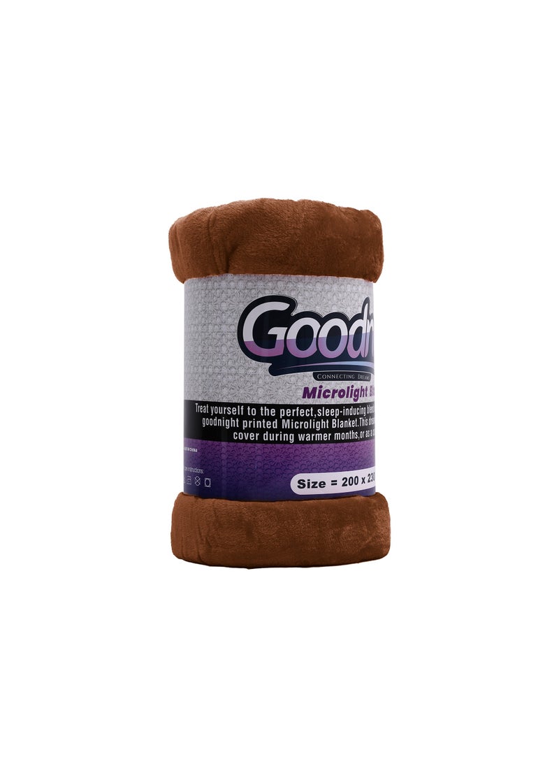 GOODNIGHT - Royal Single Fleece Blanket 310 GSM Extra Soft Fleece All Season Blanket 160 x 220 Brown - Image 1