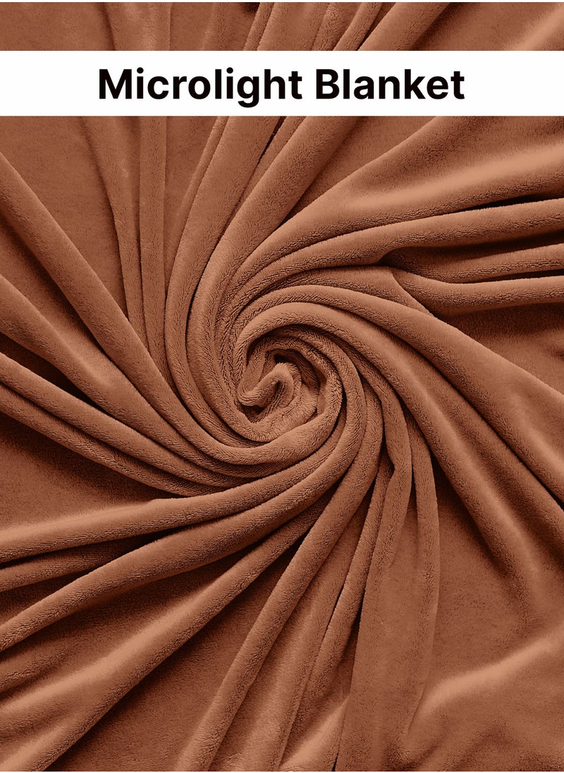 GOODNIGHT - Royal Single Fleece Blanket 310 GSM Extra Soft Fleece All Season Blanket 160 x 220 Brown - Image 1