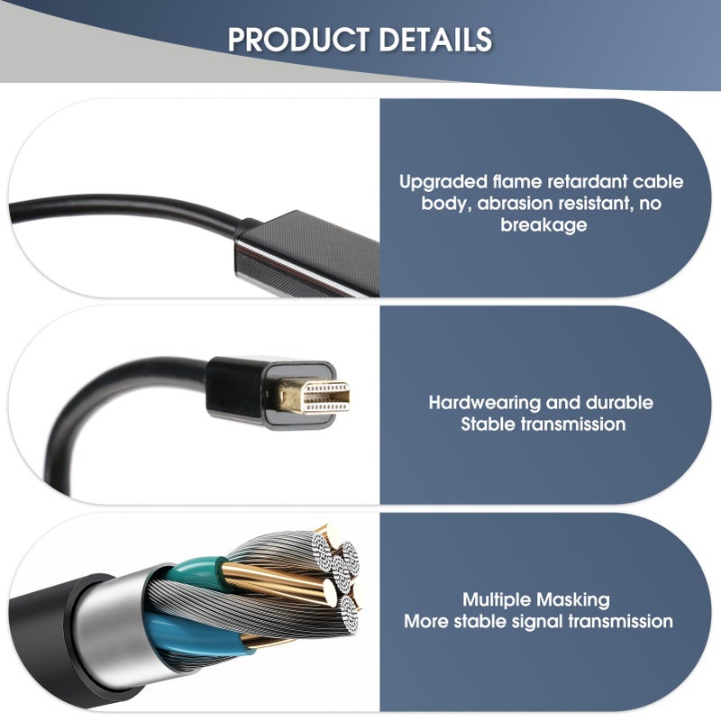 WrteEase Mini DisplayPort to HDMI Adapter,20cm Gold Plated DP HDMI Adaptor Cable,Compatible for MacBook Air,MacBook Pro (Before 2016), Surface Pro,and More,4K,2K,3D,1080P HD Resolution,Display Connection - Image 3
