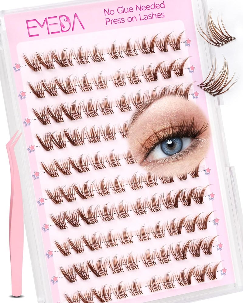 EMEDA Brown Self Adhesive Eyelashes Natural Looking SelfAdhesive Lash Clusters Pre Glued colored Eyelashes Clusters Kit No Sticky Residue Glueless Cluster Lashes No Glue Needed fox eyeBrown