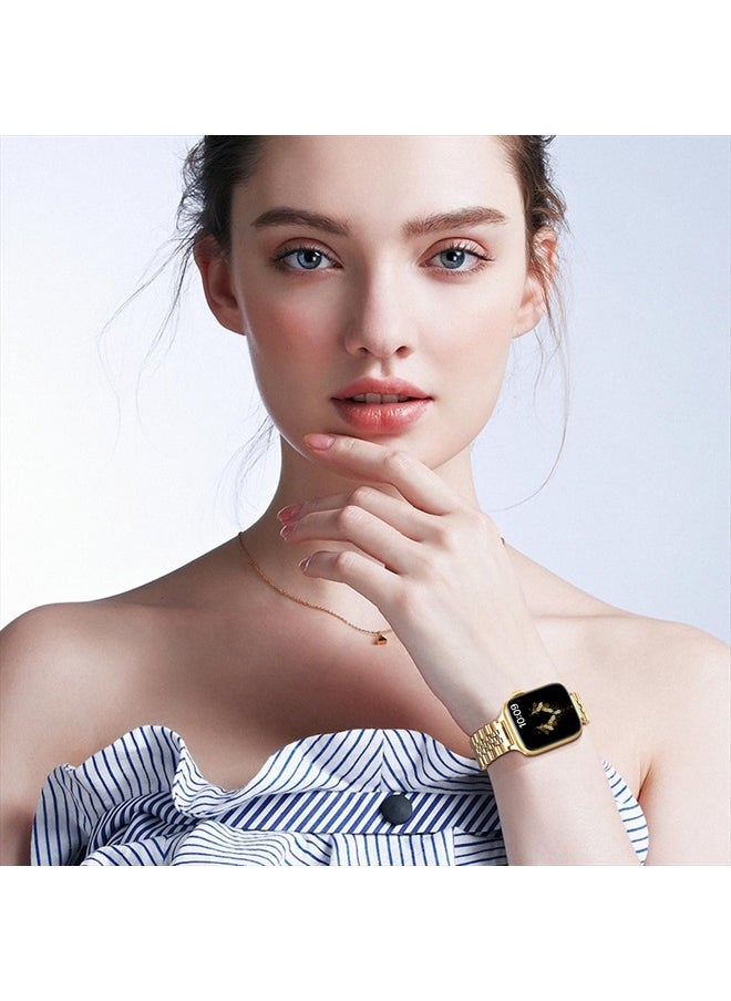 Mazuboho - Upgraded Stainless Steel Band Compatible with Apple Watch Band 41mm 40mm 38mm 45mm 44mm 42mm 49mm, Luxury Metal iWatch Band with Butterfly Folding Clasp for Apple Watch Series 8/7/6/5/4/3/2/1/SE/Ultra - Image 1
