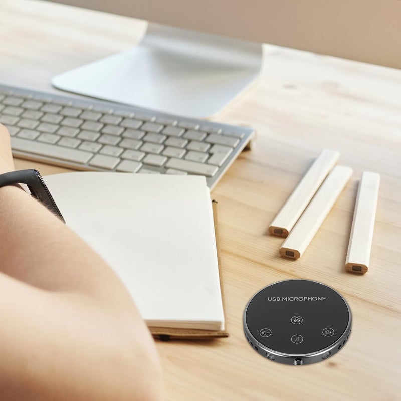 ميكروفون Alipis USB متعدد الاتجاهات 360 درجة لالتقاط الصوت، ميكروفون مؤتمرات للكمبيوتر والبث المباشر، ميكروفون USB أسود للألعاب والدردشة المرئية والاجتماعات عبر الإنترنت - Image 4