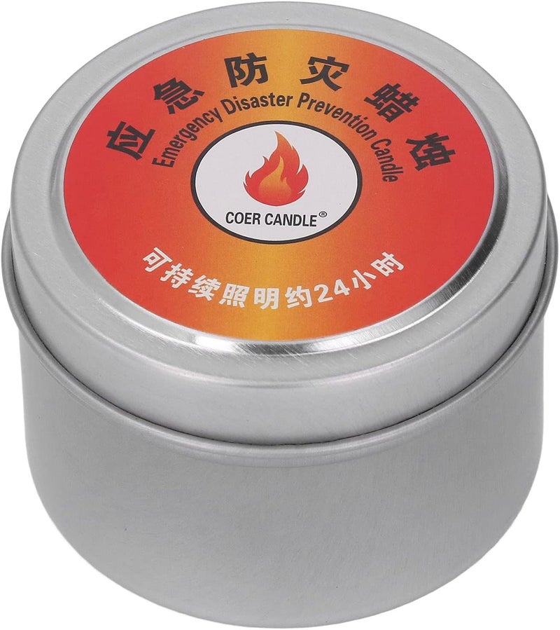 Focket Survival Candle, 24 Hour Burn Time Windproof Camping Candles, Emergency Candles with Beeswax Cotton Wick for Outdoor Home Emergency Use Lightweight (Silver) - Image 1