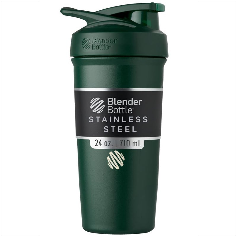 BlenderBottle Blender Bottle Strada Shaker Cup Insulated Stainless Steel Water with Wire Whisk, 24-Ounce, Forest - Image 1