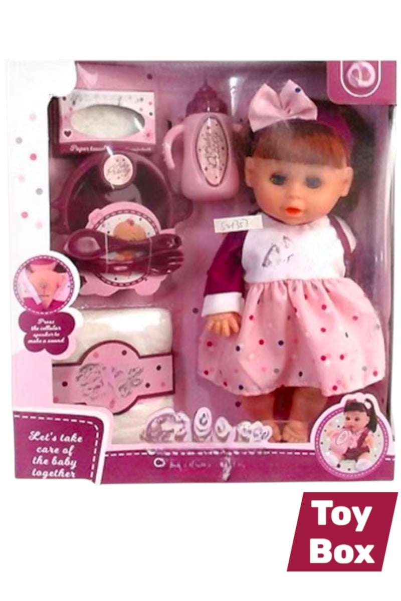 صندوق العاب مجموعة لعب دمية الطفل مع ملحقات التغذية والنونية، مجموعة ألعاب التظاهر للأطفال