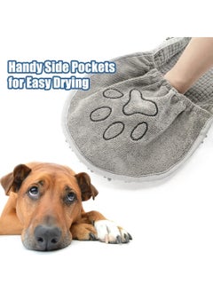 SYOSI Chenille Dog Drying Towel Super Absorbent Microfiber Dog Bath Towels for Drying Dogs Cats Shammy Clean Gloves for Pet Puppy Kitten Paws Machine Washable Grey 35x80cm  - Image 3