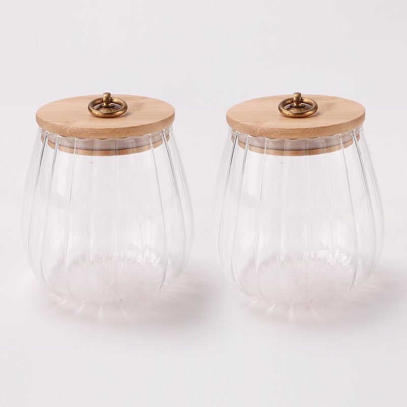 UMAI Borosilicate Glass Jar with Bamboo Lid | Kitchen Organizer Items and Storage | Multi-utility, Leakproof, Airtight Storage Jar for Cookies, Snacks, Tea, Coffee, Sugar | Set of 2 (830ml) - Image 1