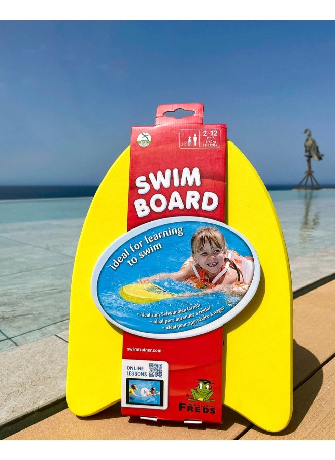 FREDS SWIM ACADEMY Freds Swimboard Yellow Training Aid Float for Toddlers and Children (2Year-12Year)  - Image 1