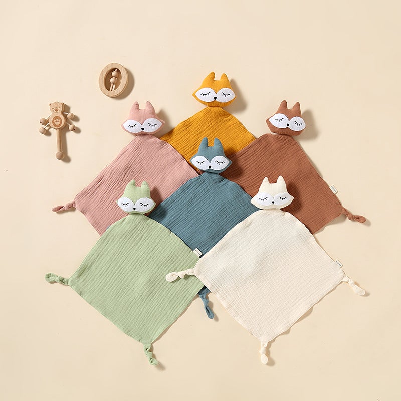 Little Fox Baby Cuddle Towel – 4-Layer Cotton Gauze Hand Puppet for Infants - Image 3