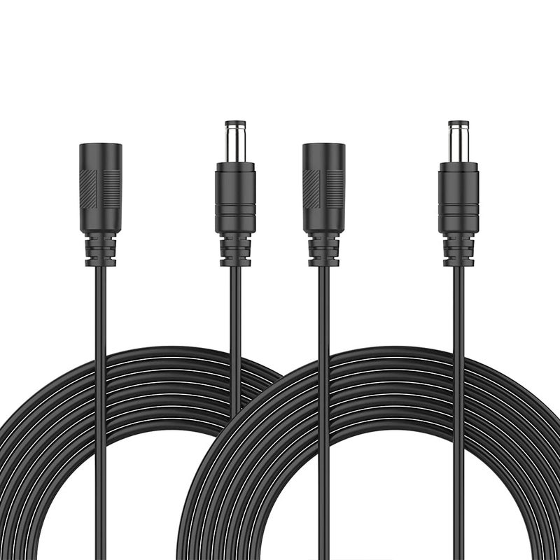 Wefomey 2-Pack 10ft DC Extension Cord 5.5mm x 2.1mm, Universal DC 12V Power Extension Cable for Security Camera, LED Strip, CCTV IP Surveillance, 5V 9V 24V 12 Volt Male to Female Plug Supply Adapter - Image 1