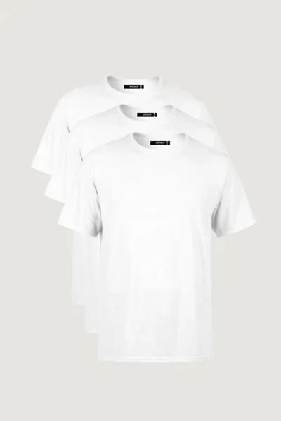 mmetalic Men's Multicolored T-Shirt Regular Fit Relaxed Cut Crew Neck 3-Piece Basic T-Shirt Pack