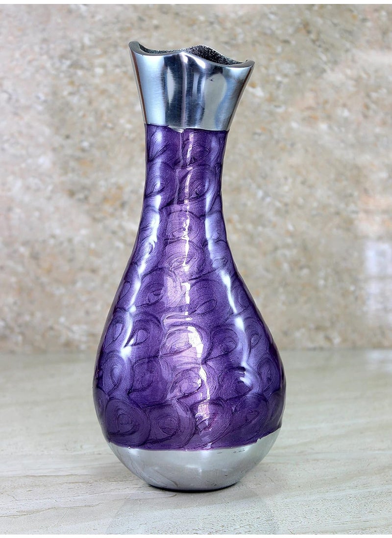 ESPLANADE eSplanade Metal Flower Vase Flower Pot  Decorative Item Showpiece  Blue  16 Inches Purple  - Image 2