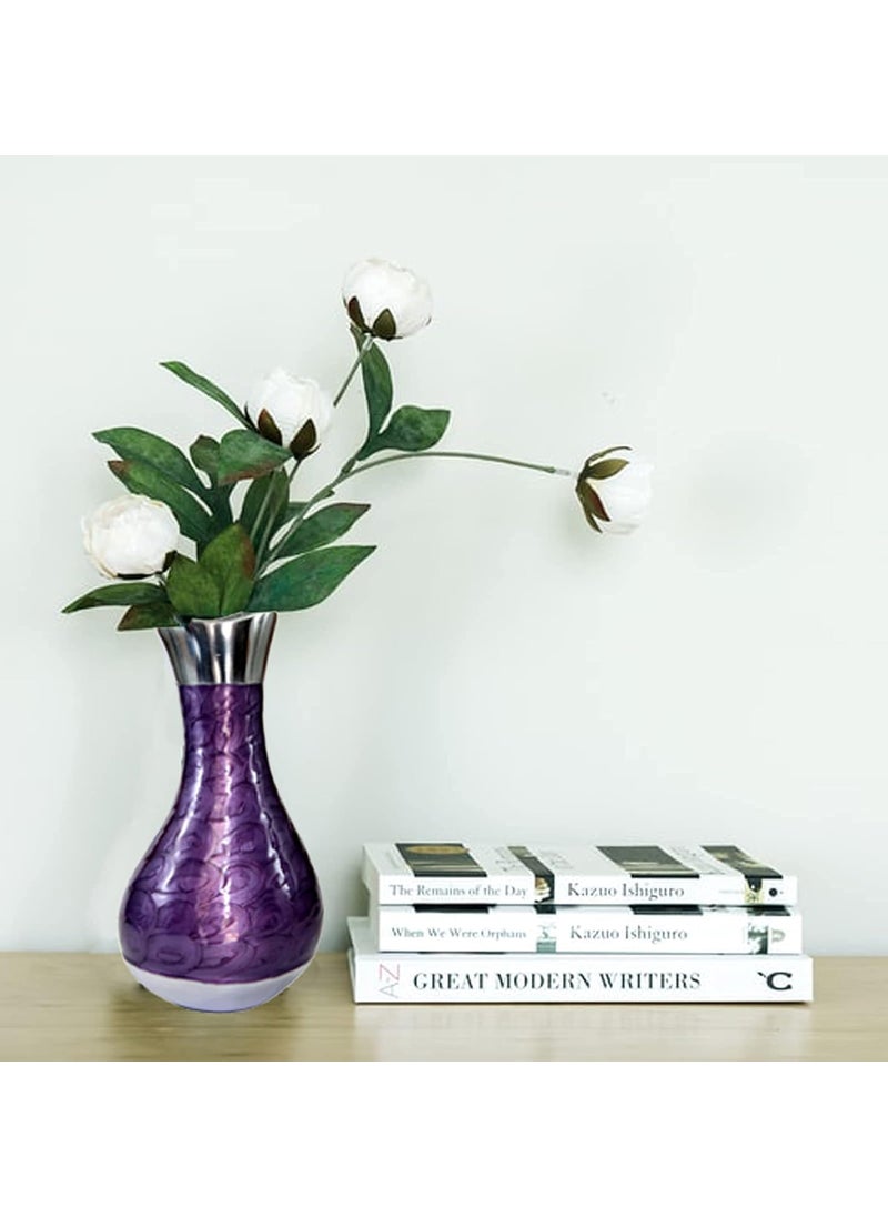 ESPLANADE eSplanade Metal Flower Vase Flower Pot  Decorative Item Showpiece  Blue  16 Inches Purple  - Image 1