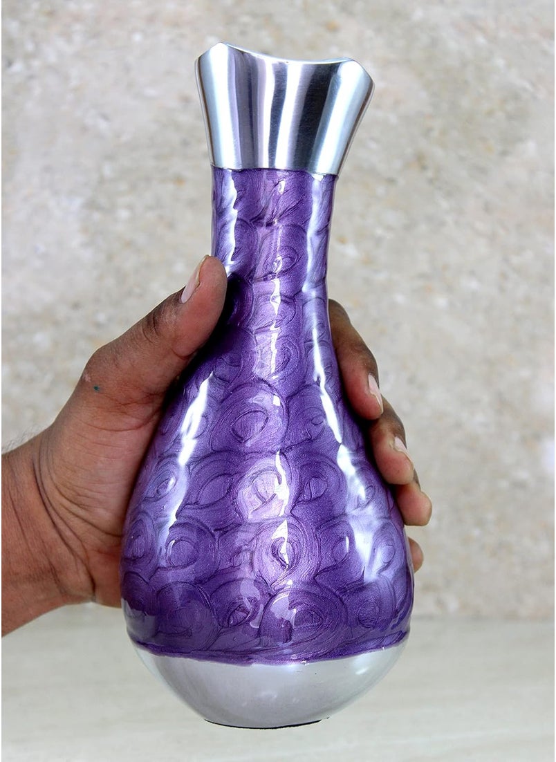 ESPLANADE eSplanade Metal Flower Vase Flower Pot  Decorative Item Showpiece  Blue  16 Inches Purple  - Image 5