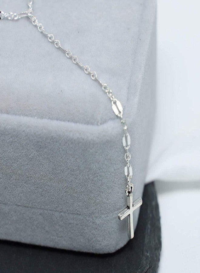 Yheakne Cross Pendant Necklace Silver Cross Y Necklace Choker Minimalist Lariat Necklace Religion Necklace Jewelry for Women (Silver) - Image 4