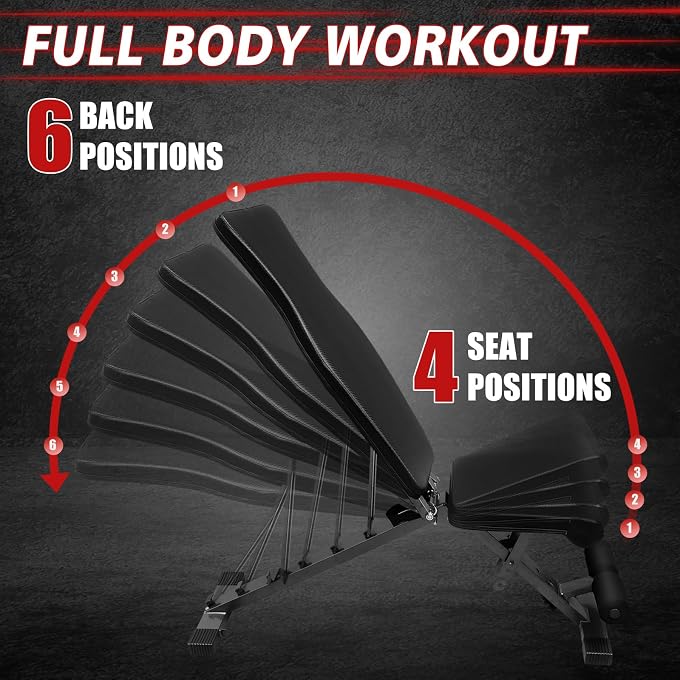 LSKSSNG Weight Bench Press, Adjustable Workout Benches For Dumbbell Exercise, 600Lbs Foldable Strength Training Benches For Full Body Workout, Multi-Purpose Incline Decline Workout Bench For Home Gym - Image 2