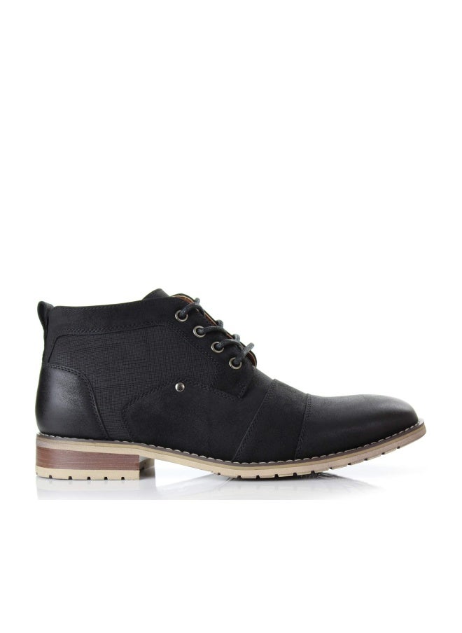 Ferro Aldo Men's Blaine Cap Toe Chukka Boots | Lace-Up Ankle Dress Boot with Side Zipper | MFA806035 | in Black, Size 12 - Image 1