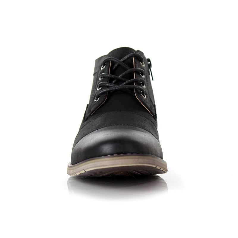 Ferro Aldo Men's Blaine Cap Toe Chukka Boots | Lace-Up Ankle Dress Boot with Side Zipper | MFA806035 | in Black, Size 12 - Image 3