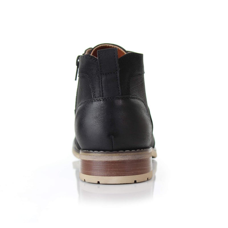 Ferro Aldo Men's Blaine Cap Toe Chukka Boots | Lace-Up Ankle Dress Boot with Side Zipper | MFA806035 | in Black, Size 12 - Image 4