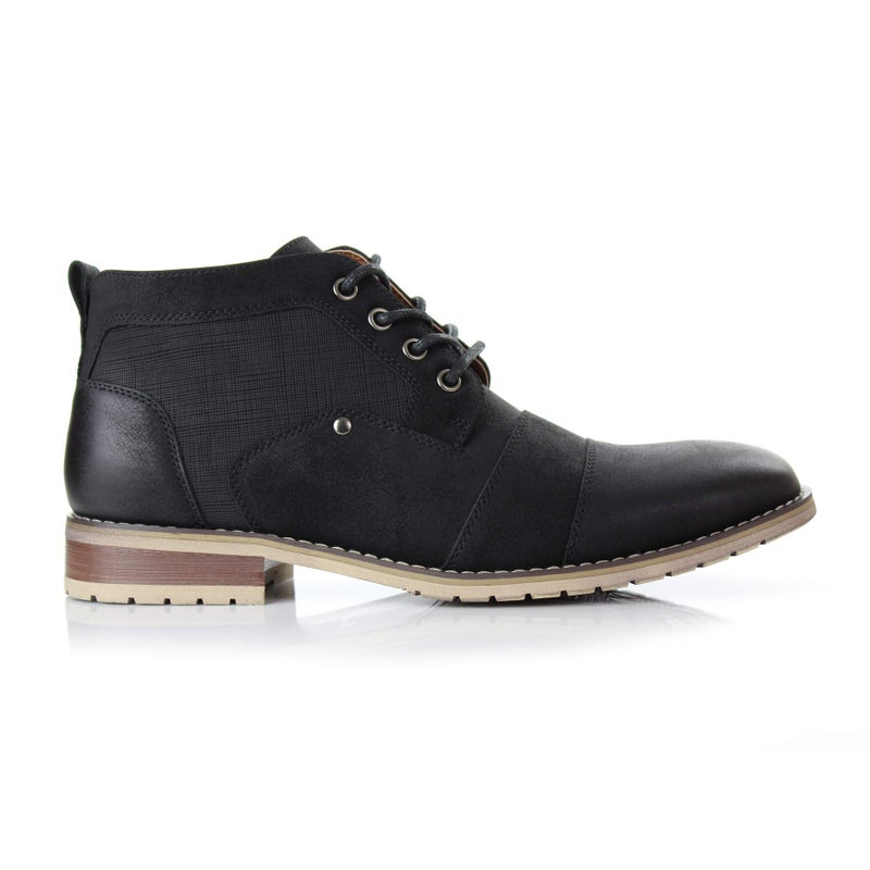 Ferro Aldo Men's Blaine Cap Toe Chukka Boots | Lace-Up Ankle Dress Boot with Side Zipper | MFA806035 | in Black, Size 12 - Image 2