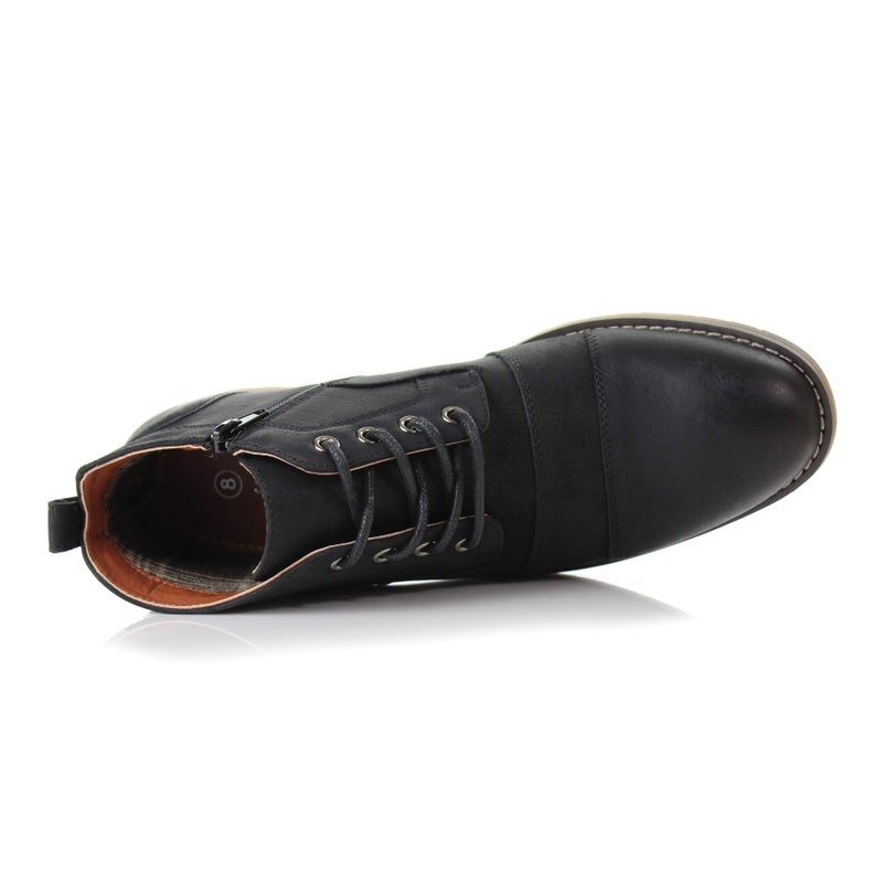 Ferro Aldo Men's Blaine Cap Toe Chukka Boots | Lace-Up Ankle Dress Boot with Side Zipper | MFA806035 | in Black, Size 12 - Image 5