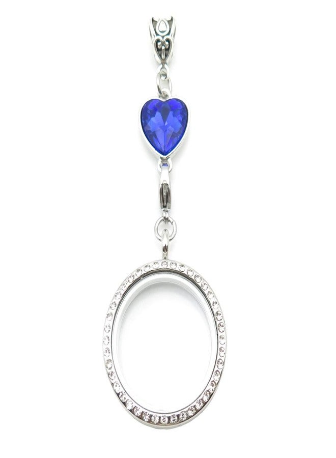 IDLAN Wedding Bouquet Locket Charm Rhinestone Photo Charm Memorial Bride Pendant Memorial Photo Keepsake Something blue (Round-F-Locket) - Image 1