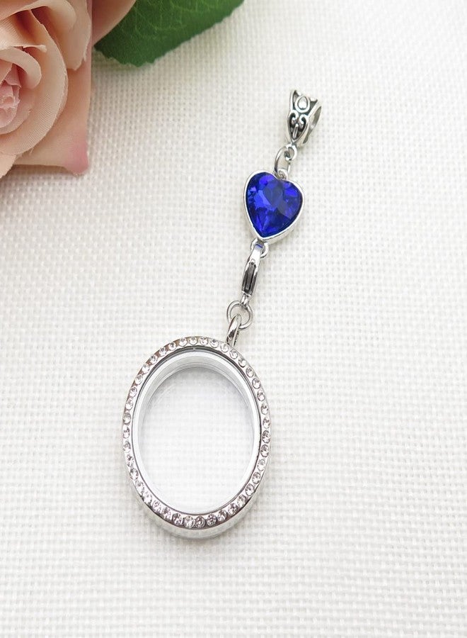 IDLAN Wedding Bouquet Locket Charm Rhinestone Photo Charm Memorial Bride Pendant Memorial Photo Keepsake Something blue (Round-F-Locket) - Image 4