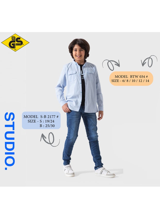 جي@إس قميص كتان صيفي للأولاد مع تيشيرت قطني