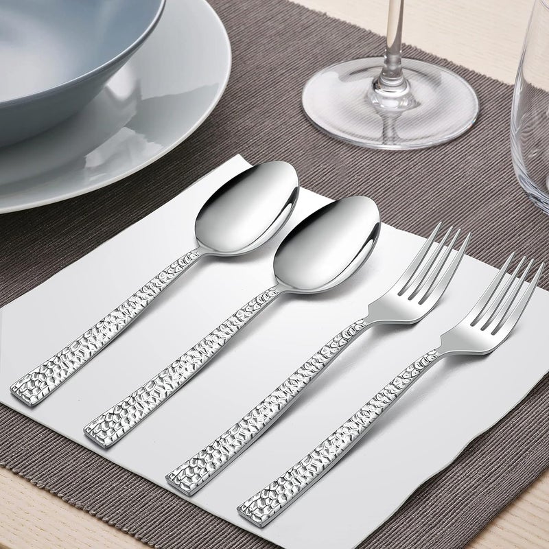 HaWare Hammered 12 Pieces Dinner Spoons Set, Stainless Steel 7.9 Silverware set for Home/Kitchen/Restaurant, Classic Elegant Design, Mirror Polished, Dishwasher Safe (Pack of 2) - Image 3