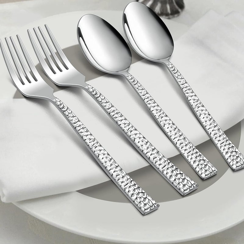 HaWare Hammered 12 Pieces Dinner Spoons Set, Stainless Steel 7.9 Silverware set for Home/Kitchen/Restaurant, Classic Elegant Design, Mirror Polished, Dishwasher Safe (Pack of 2) - Image 4