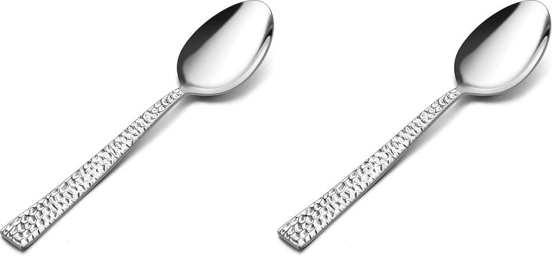 HaWare Hammered 12 Pieces Dinner Spoons Set, Stainless Steel 7.9 Silverware set for Home/Kitchen/Restaurant, Classic Elegant Design, Mirror Polished, Dishwasher Safe (Pack of 2) - Image 1