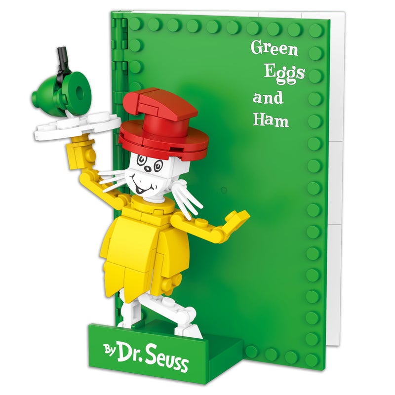 Brickcraft Dr Seuss Green Eggs and Ham Book Building Kit 107Piece Set BrickBuilt SamIAm Customizable Display Book Seuss Stickers Phrases - Image 3