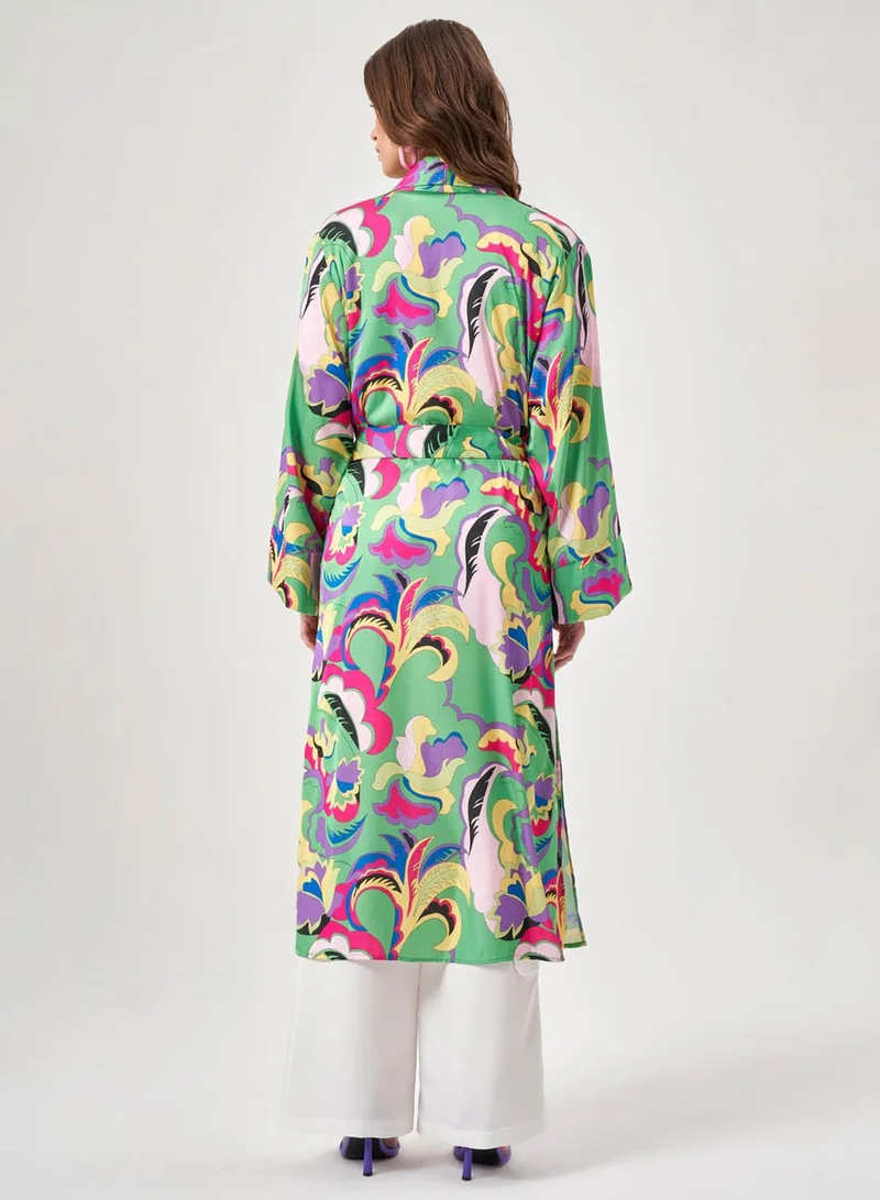 MIZALLE Longline Belted Kimono
