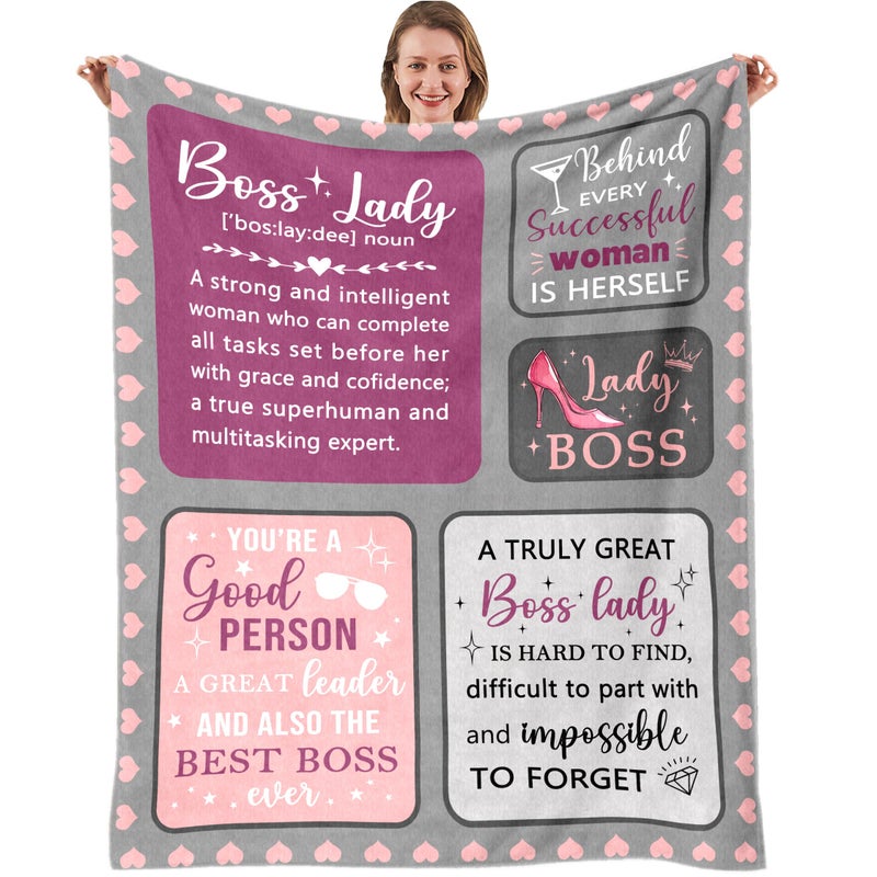 Nahjiiem Boss Lady Gifts for Women Throw Blanket  Best Boss Day Birthday Gifts for Women  for Bosses Female  Supervisor Managergifts for Women  Boss Lady Appreciation Day Gift Blanket 50""?60"" - Image 1