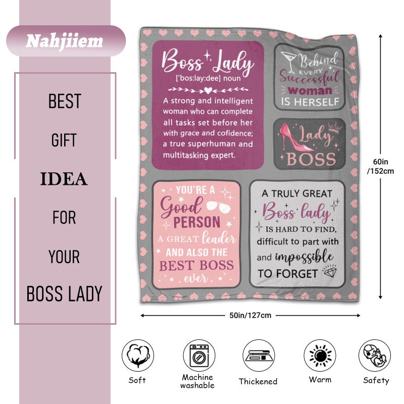 Nahjiiem Boss Lady Gifts for Women Throw Blanket  Best Boss Day Birthday Gifts for Women  for Bosses Female  Supervisor Managergifts for Women  Boss Lady Appreciation Day Gift Blanket 50""?60"" - Image 2