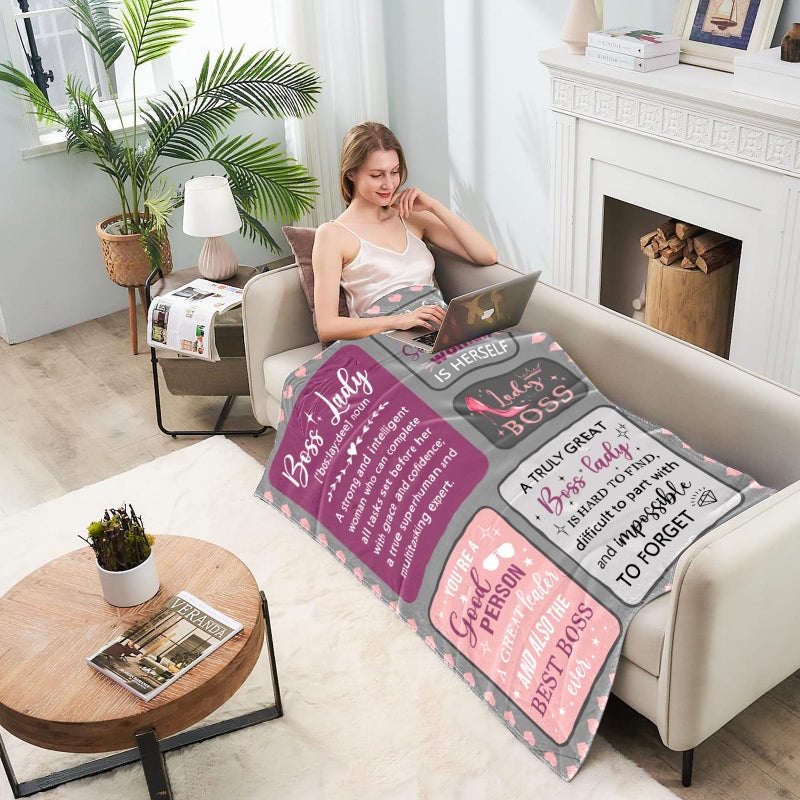 Nahjiiem Boss Lady Gifts for Women Throw Blanket  Best Boss Day Birthday Gifts for Women  for Bosses Female  Supervisor Managergifts for Women  Boss Lady Appreciation Day Gift Blanket 50""?60"" - Image 5