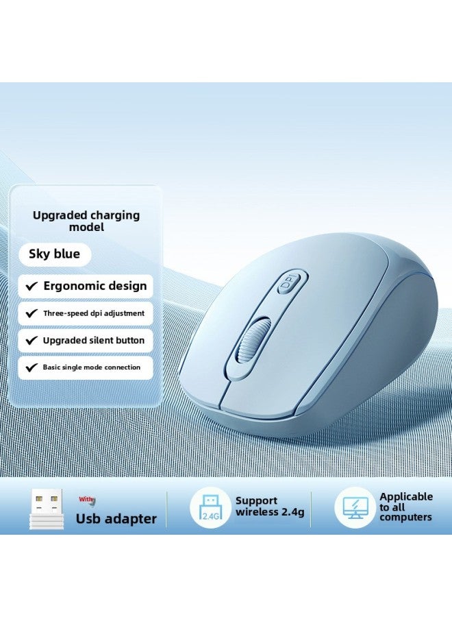 For Xiaomi For Apple Laptop For Huawei Mute For Asus Wireless Charging Lenovo HP Mouse Bluetooth-Specification:Single Mode Charging Model 【sky Blue】 2.4g Wireless⭐Three-stop Dpi Adjustment⭐Silent on - Image 1