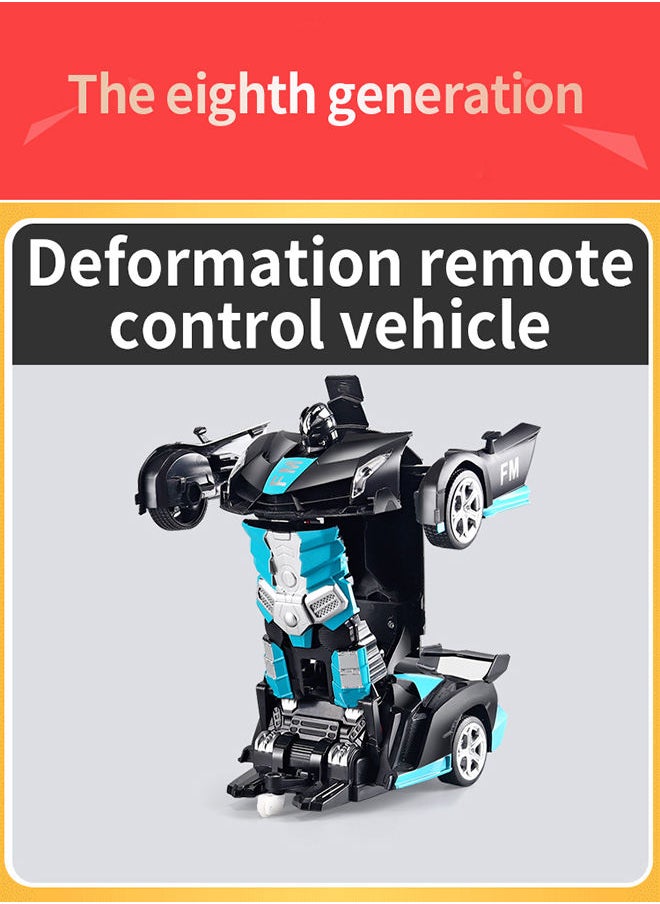AROAQ - Rambo Blue Remote Control Car Transform Robot RC Car with 40MHz Version Remote And One Button Transforming 360 Degree Rotation Drifting Ideal Car Scale and Birthday Gift - Image 1