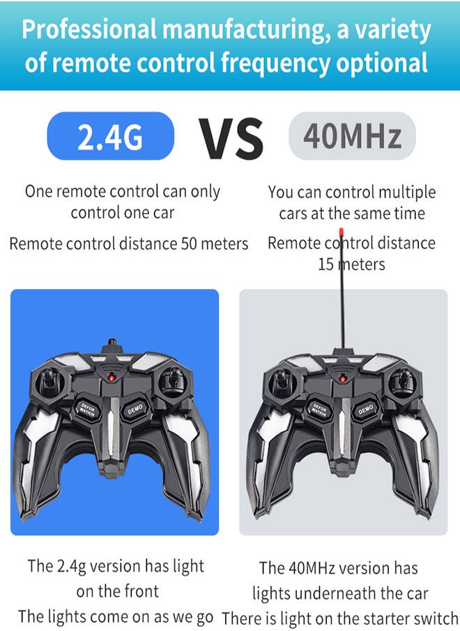 AROAQ - Rambo Blue Remote Control Car Transform Robot RC Car with 40MHz Version Remote And One Button Transforming 360 Degree Rotation Drifting Ideal Car Scale and Birthday Gift - Image 1