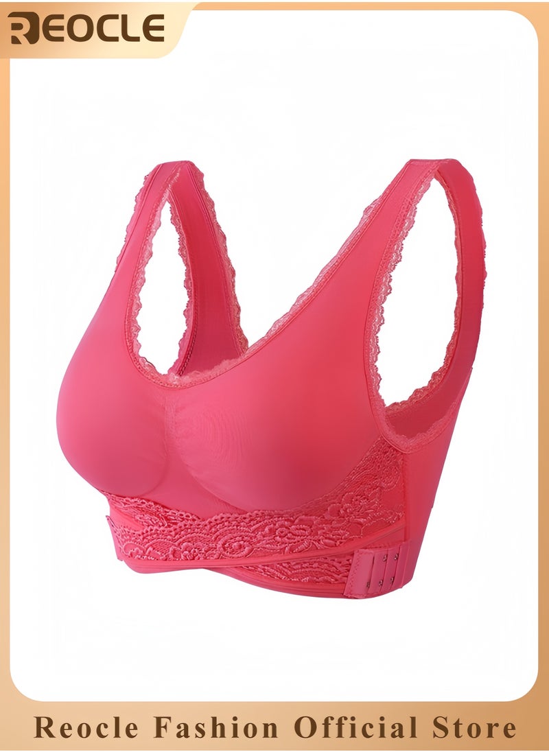 REOCLE - Women's Front Cross Side Buckle Lace Bras Sports Bras Comfy Corset Bra Wireless Push Up Seamless Bra - Image 1