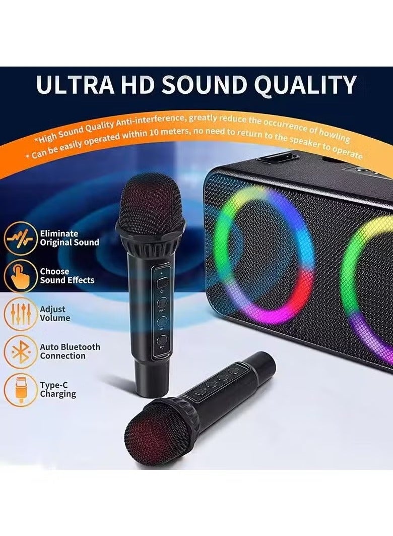 JAJEEK Portable Stereo Wireless Microphone Karaoke Set – High-Quality Bluetooth Wireless Speaker with 4 Dynamic Lighting Effects - Image 4