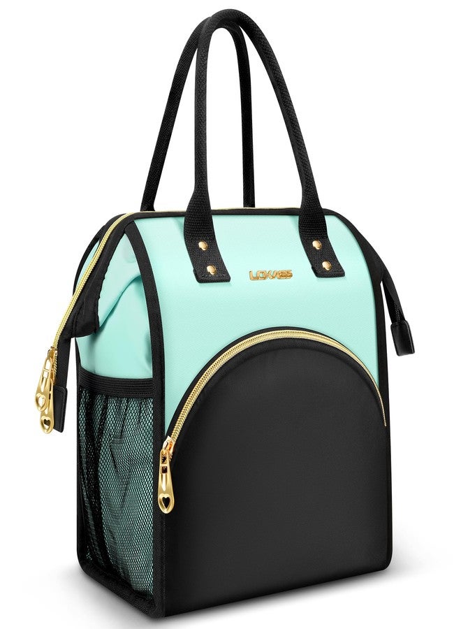 LOKASS Lunch Bag Women Insulated Lunch Box Wide-Open Lunch Tote Bag Large Drinks Holder Durable Nylon Thermal Snacks Organizer for Men Adults Work Picnic Hiking Beach Fishing, Blue + Black - Image 1